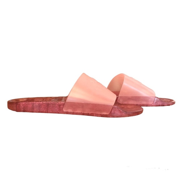 NWT, Coach Ulyssa Pool Slides, Glittery Pink, Coach Barbie Vibes, Size 9B - Picture 5 of 11